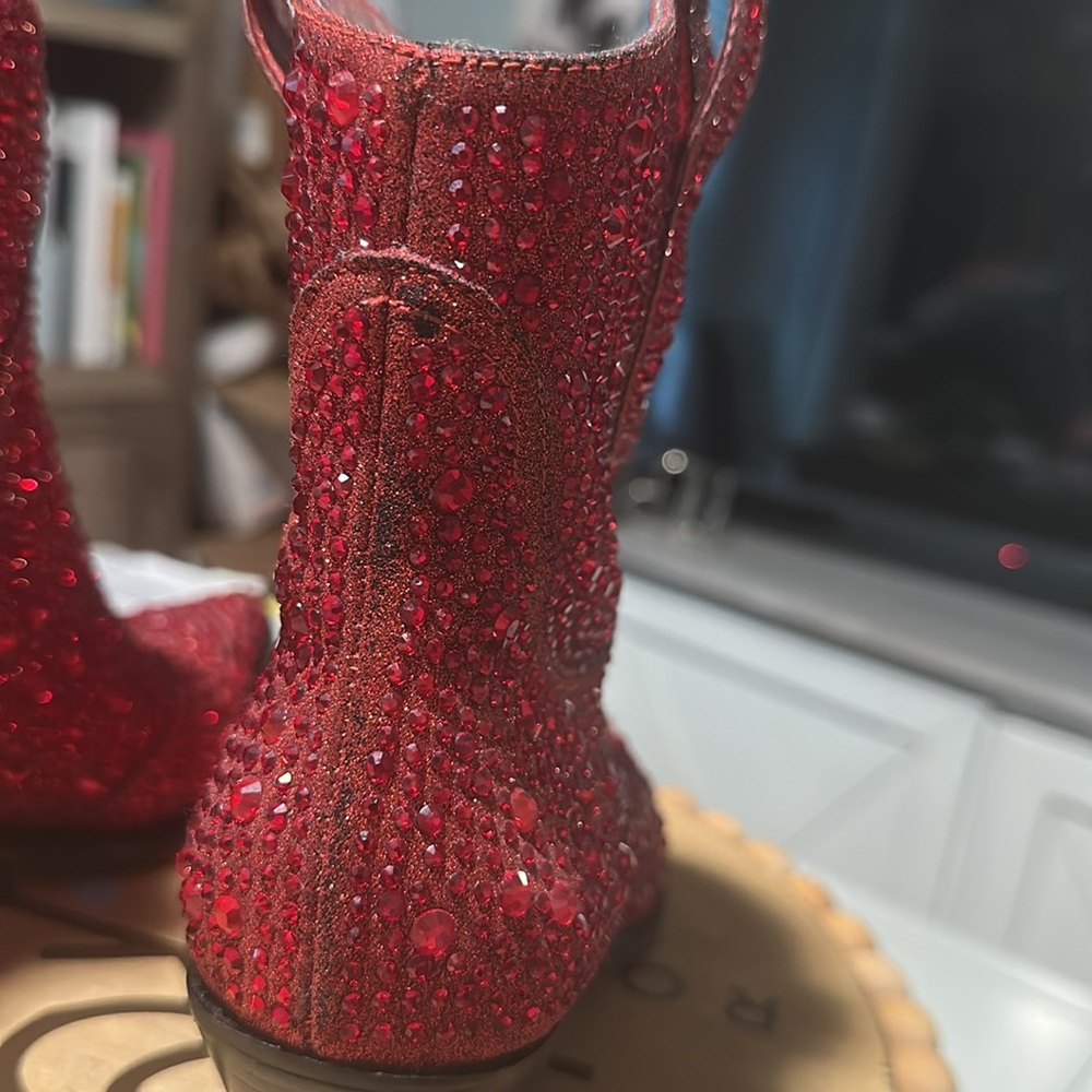 Jessica Simpson RED Glitter boots size 7 - Picture 8 of 12